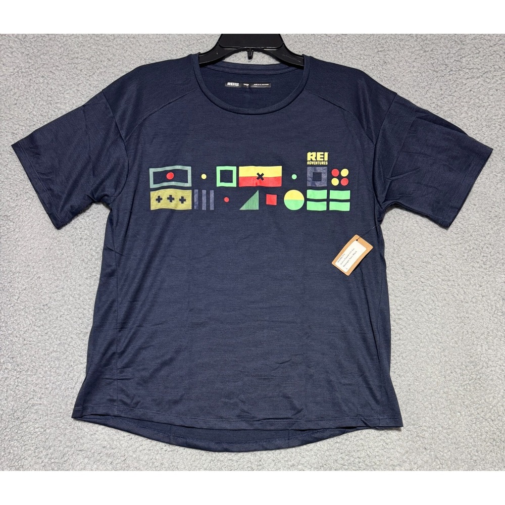 NEW REI Co-op Adventures graphic t-shirt Womens Large Midnight Navy